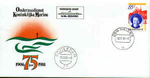 Envelope commemorating 75 years of Dutch Submarine Service, 1981.