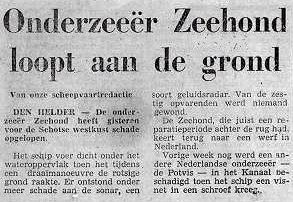 Newspaper article on the 'running aground' of Zeehond (3) (AD newspaper, collection Leo Bal)