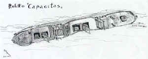 Drawing of the Capacitas wreck, May 2001. (Drawing: Silvia Innocenti).